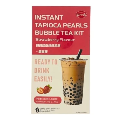 Bubble Tea Kit Strawberry with Tapioca Pearls 210g KLKW